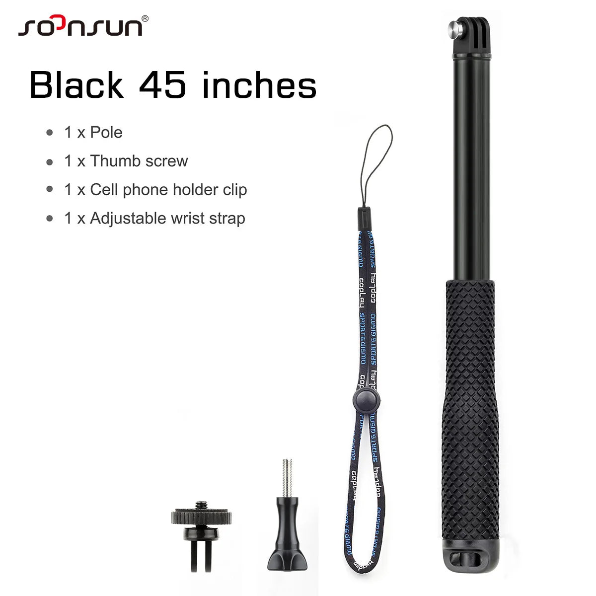 SOONSUN Aluminium Waterproof Selfie Stick Underwater Pole Handle Grip Monopod for GoPro Insta360 AKASO DJI OSMO Action Cameras