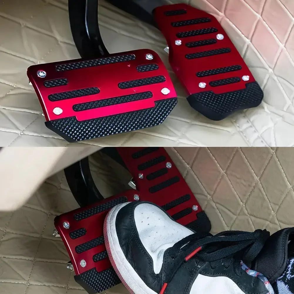 Aluminum Car Pedal Cover Set Automatic Transmission & Gas Foot Covers in Red Silvery, Blue - Stylish Auto Interior Accessories