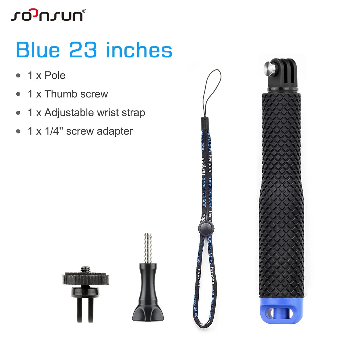 SOONSUN Aluminium Waterproof Selfie Stick Underwater Pole Handle Grip Monopod for GoPro Insta360 AKASO DJI OSMO Action Cameras