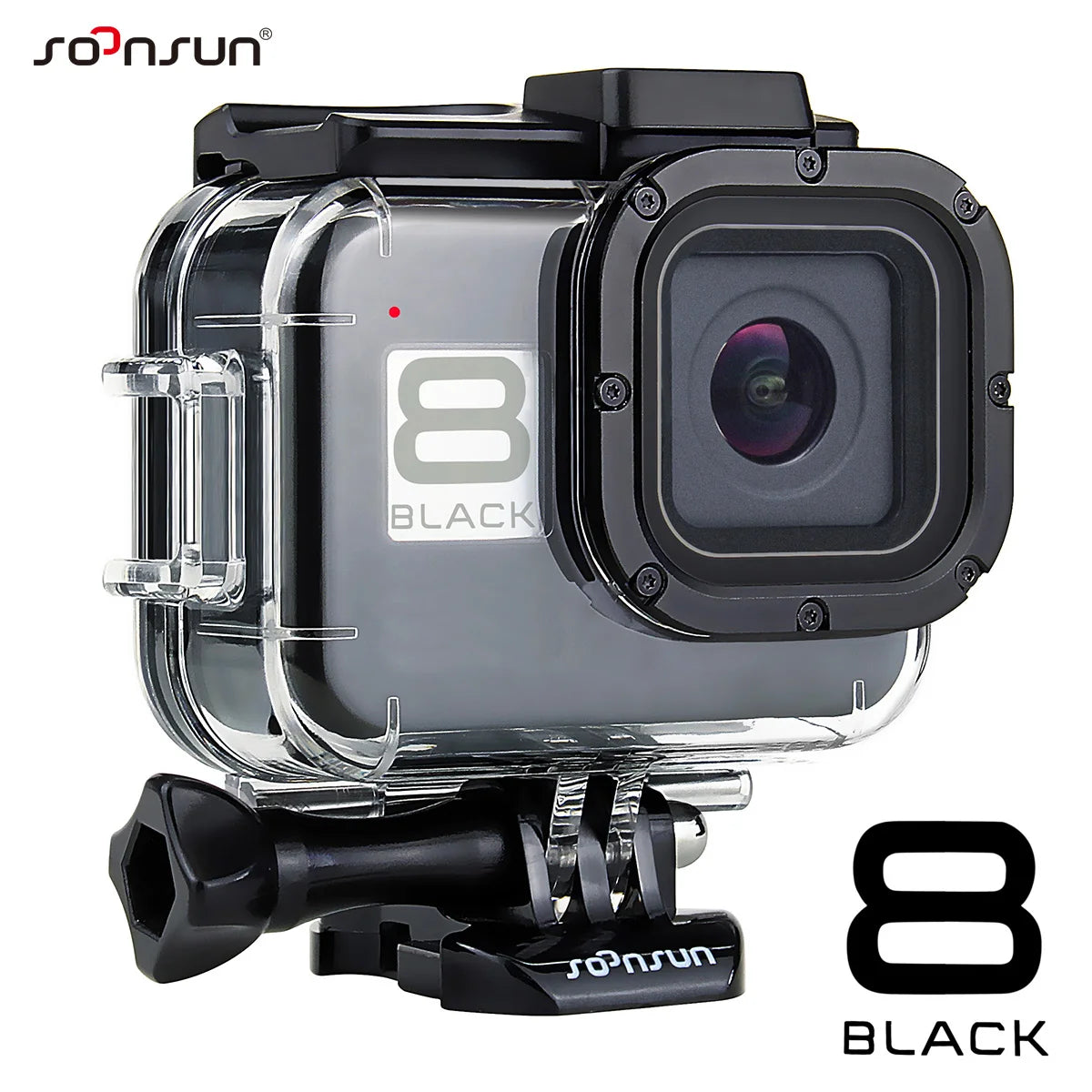 SOONSUN 60M Waterproof Housing Case for GoPro Hero 8 Black 2-Cold Shoe Slots Protective Underwater Diving Go Pro 8 Housing Shell