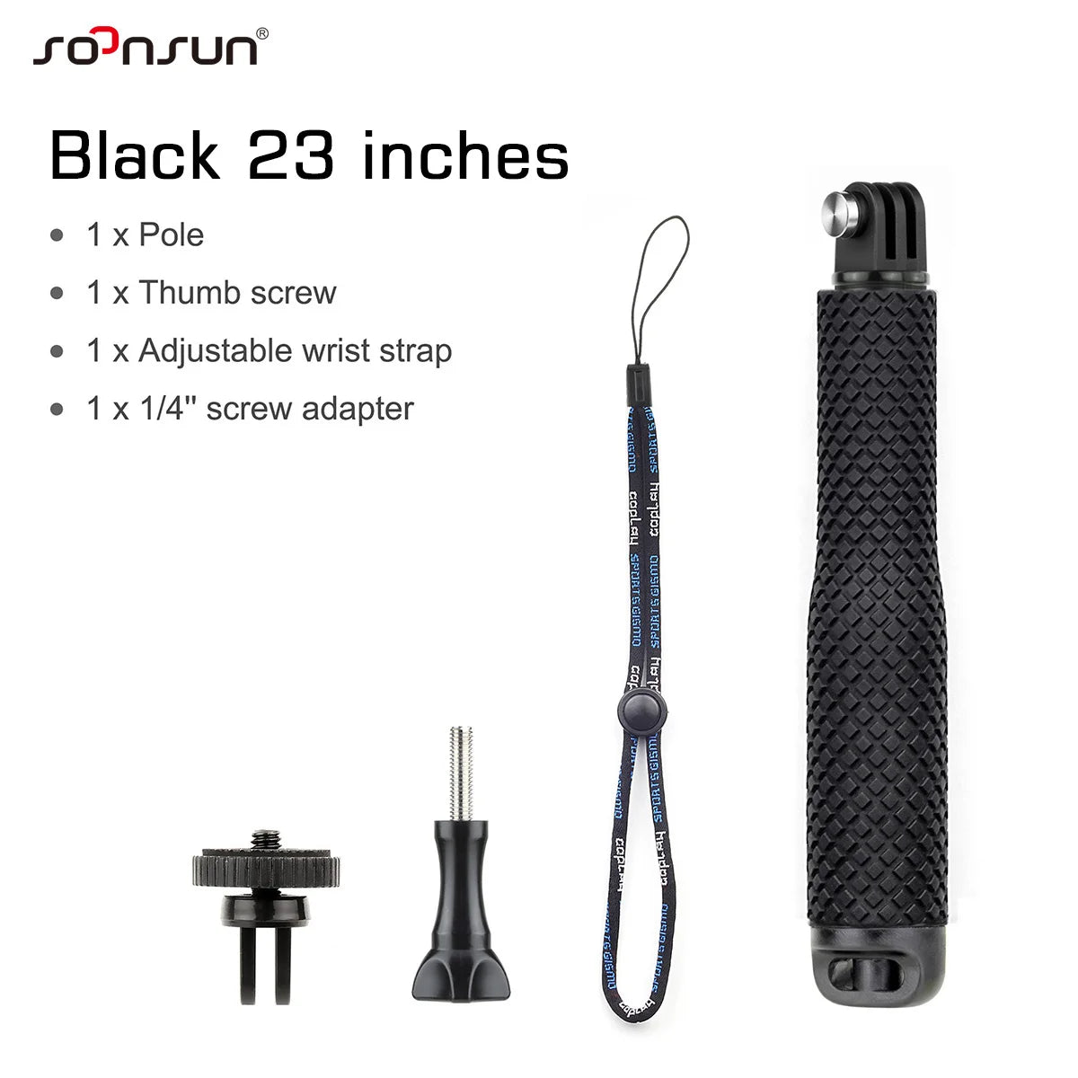 SOONSUN Aluminium Waterproof Selfie Stick Underwater Pole Handle Grip Monopod for GoPro Insta360 AKASO DJI OSMO Action Cameras