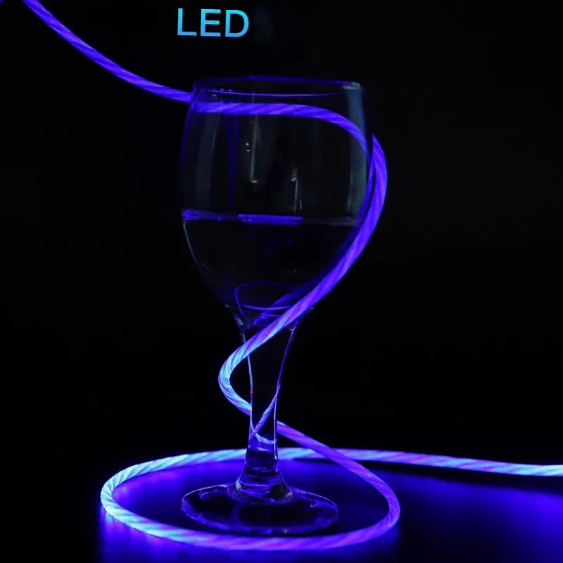 3 In1 Magnetic Current Luminous Lighting Charging Mobile Phone Cable Cle Usb C Cable LED Micro USB Type C for Iphone Huawei P50