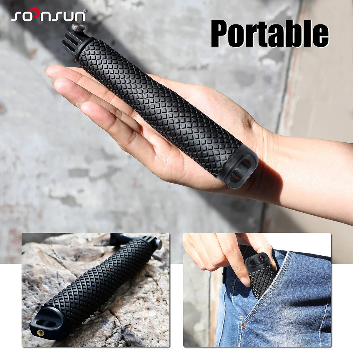 SOONSUN Aluminium Waterproof Selfie Stick Underwater Pole Handle Grip Monopod for GoPro Insta360 AKASO DJI OSMO Action Cameras