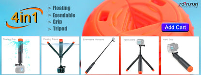 SOONSUN Aluminium Waterproof Selfie Stick Underwater Pole Handle Grip Monopod for GoPro Insta360 AKASO DJI OSMO Action Cameras