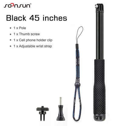 SOONSUN Aluminium Waterproof Selfie Stick Underwater Pole Handle Grip Monopod for GoPro Insta360 AKASO DJI OSMO Action Cameras