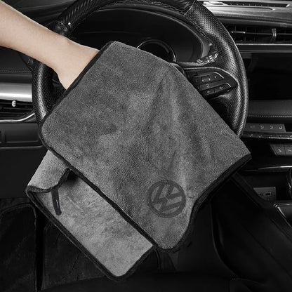 Car Wash Microfiber Towel Auto Emblem Cleaning Drying Rag Cloth For VW GTI Polo Golf Passat Tiguan Touareg Taigo Jetta Accessory