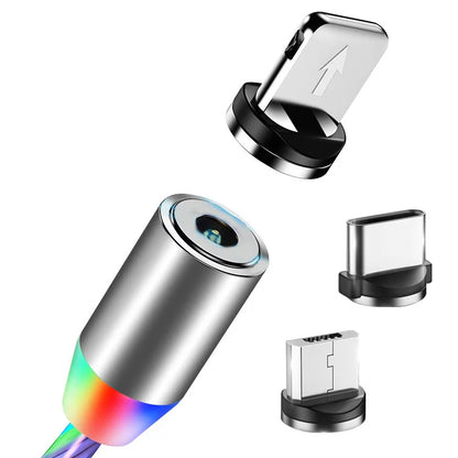 3 In1 Magnetic Current Luminous Lighting Charging Mobile Phone Cable Cle Usb C Cable LED Micro USB Type C for Iphone Huawei P50