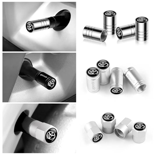 4pcs Metal Car Wheel Tire Valve Caps Stem Cover Car Accessories For Toyota Prado Aqua Hilux Camry Rav4 Prius TRD Venza GR Yaris