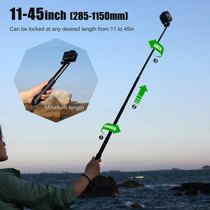 SOONSUN Aluminium Waterproof Selfie Stick Underwater Pole Handle Grip Monopod for GoPro Insta360 AKASO DJI OSMO Action Cameras