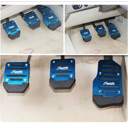 Aluminum Car Pedal Cover Set  Automatic Transmission & Gas Foot Covers in Red Silvery, Blue - Stylish Auto Interior Accessories