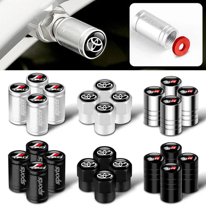 4pcs Metal Car Wheel Tire Valve Caps Stem Cover Car Accessories For Toyota Prado Aqua Hilux Camry Rav4 Prius TRD Venza GR Yaris