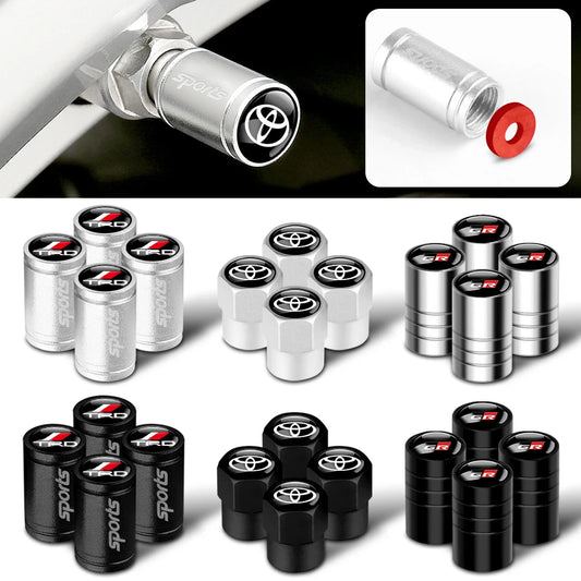 4pcs Metal Car Wheel Tire Valve Caps Stem Cover Car Accessories For Toyota Prado Aqua Hilux Camry Rav4 Prius TRD Venza GR Yaris