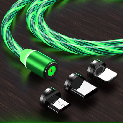 3 In1 Magnetic Current Luminous Lighting Charging Mobile Phone Cable Cle Usb C Cable LED Micro USB Type C for Iphone Huawei P50