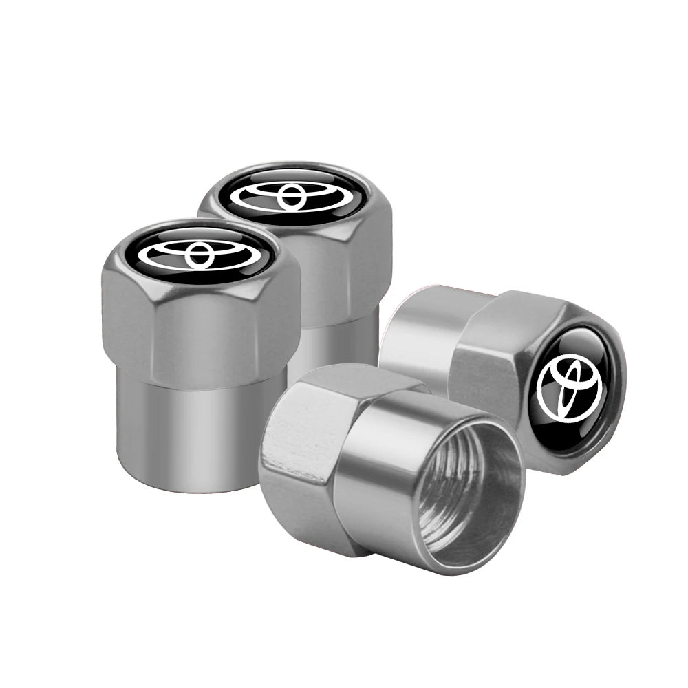4pcs Metal Car Wheel Tire Valve Caps Stem Cover Car Accessories For Toyota Prado Aqua Hilux Camry Rav4 Prius TRD Venza GR Yaris