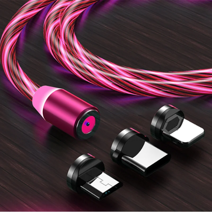 3 In1 Magnetic Current Luminous Lighting Charging Mobile Phone Cable Cle Usb C Cable LED Micro USB Type C for Iphone Huawei P50