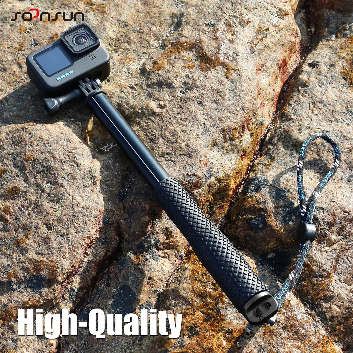 SOONSUN Aluminium Waterproof Selfie Stick Underwater Pole Handle Grip Monopod for GoPro Insta360 AKASO DJI OSMO Action Cameras