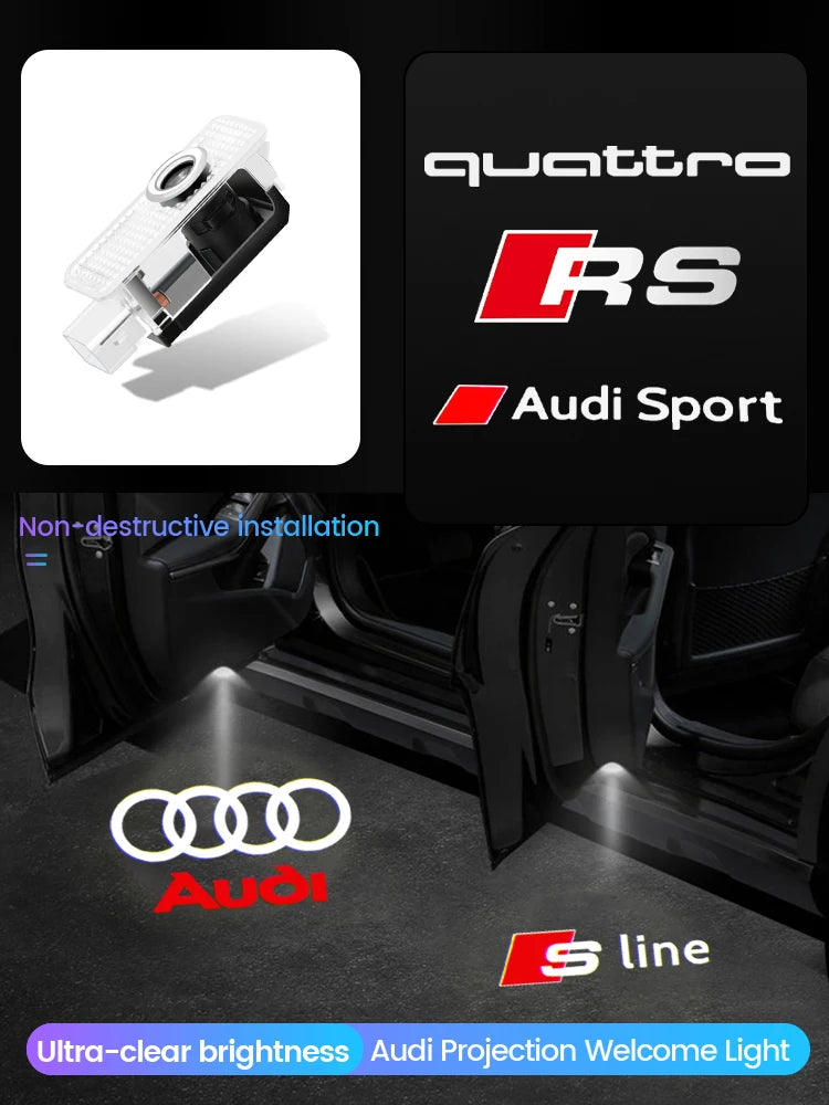 Car Door Welcome Lights Led Projector Lamps Decoration For Audi Sline A3 A1 A4 A6 B8 A5 B7 C7 A7 A8 B9 B6 C6 Q2 Q3 Q5 Q7 Q8 TT R