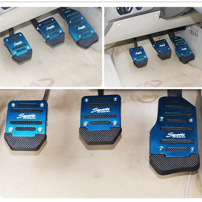 Aluminum Car Pedal Cover Set  Automatic Transmission & Gas Foot Covers in Red Silvery, Blue - Stylish Auto Interior Accessories